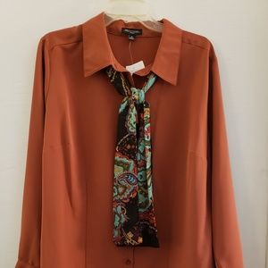 Notations blouse w/scarf